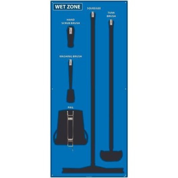 National Marker Wet Zone Shadow Board, Blue/Black, 68 X 30, Pro Series Acrylic -, Nmc, Mfr#: SB116FG